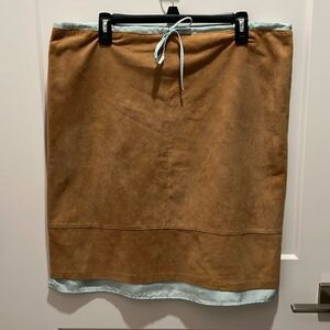 Sundance Leather and Silk Drawstring Skirt